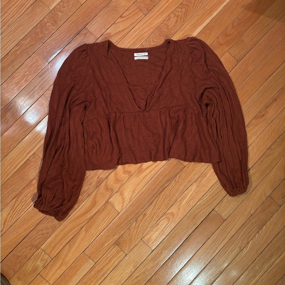 V-neck Cropped Orange Sweater